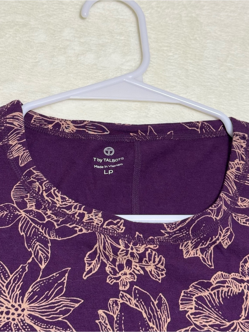 T By Talbots Long Sleeve T-Shirt Top Purple Floral Multi Color Stretch Size Lp - Picture 3 of 8